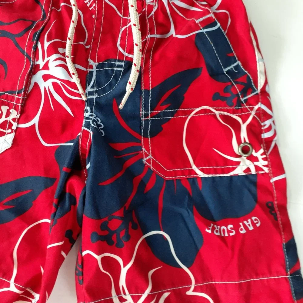 Gap Boys Swim Trunks Red Hibiscus Swimsuit Bathing Suit Size 2T